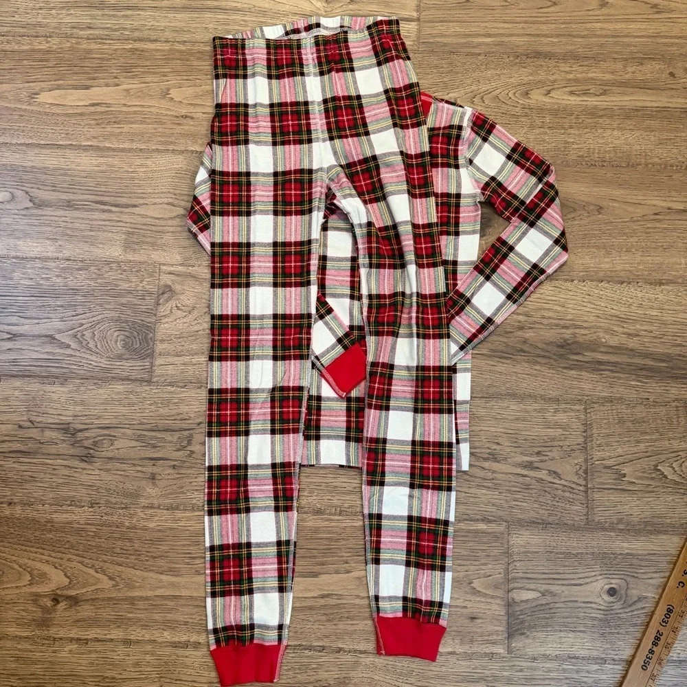 Boys Girls HANNA ANDERSSON Set Pajamas 14 Red PLAID Long Sleeve Holiday Family